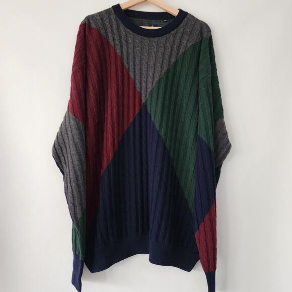 Callaway Golf Apparel 100% Extra Fine Merino Wool color‎ block sweater size XXL - Picture 1 of 6